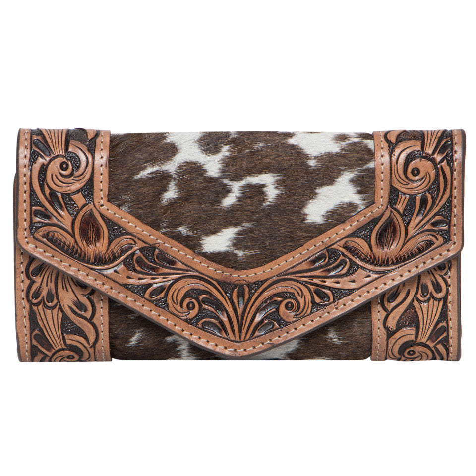 Tooled Leather & Cowhide Wallet