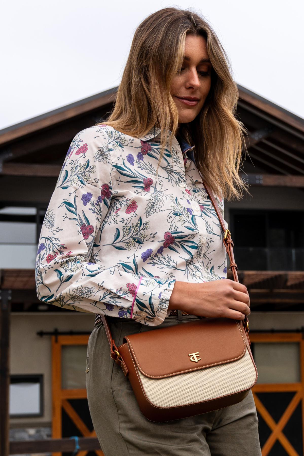 Alicia Crossbody Bag Tan and Cream