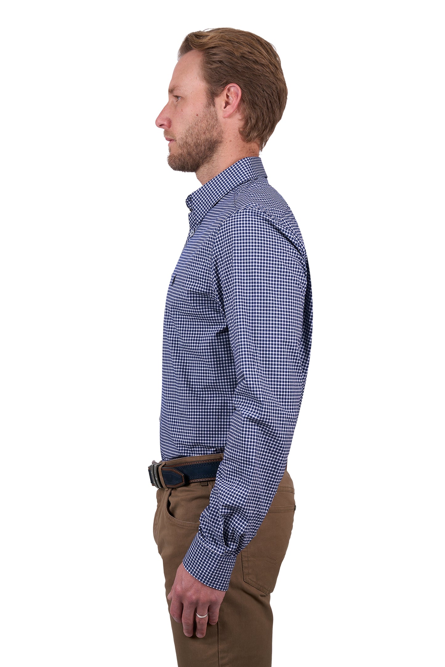 Mens 'Brock' Tailored Navy/White Check Shirt