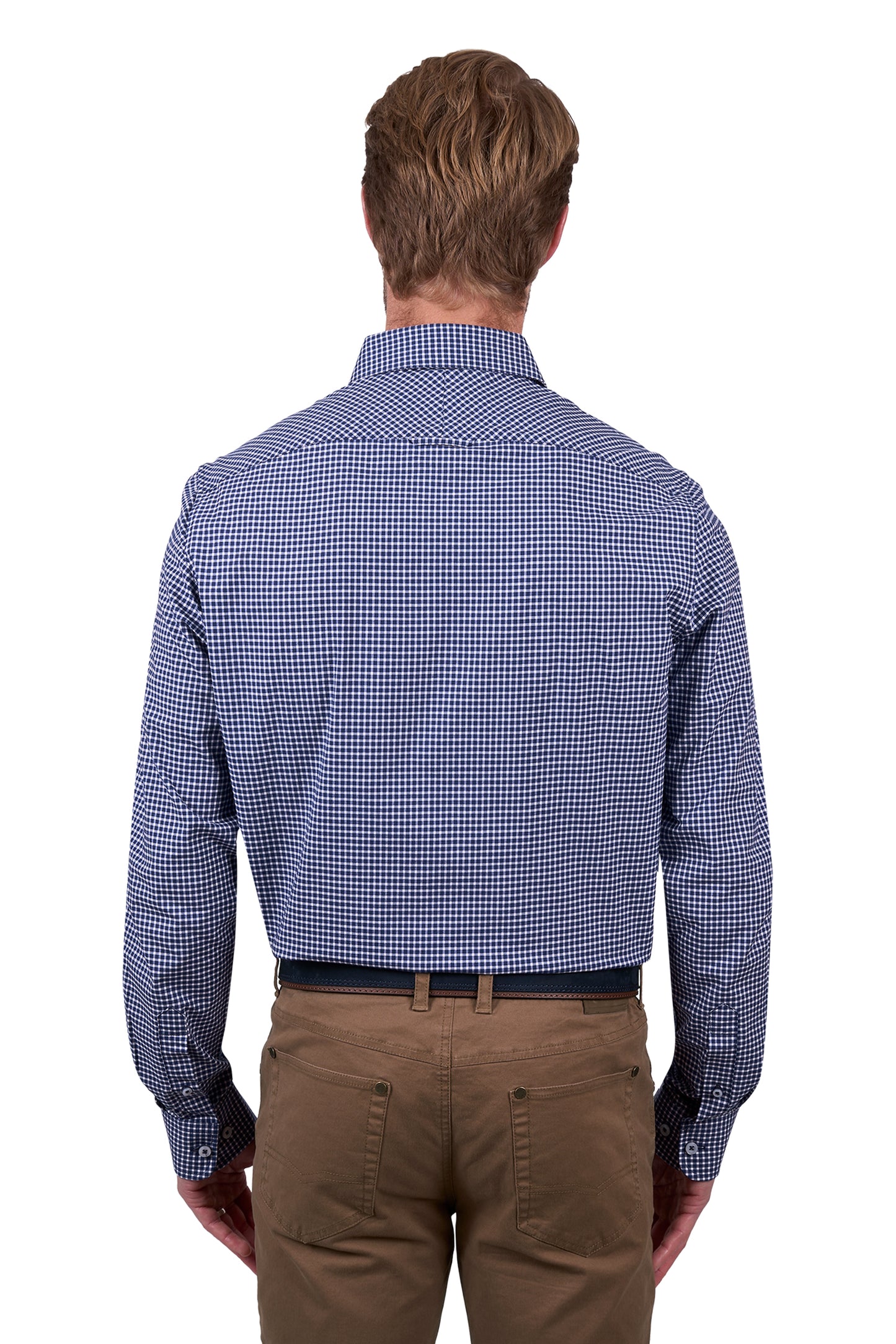 Mens 'Brock' Tailored Navy/White Check Shirt
