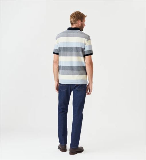 RMW Mens Blue Stipe Polo