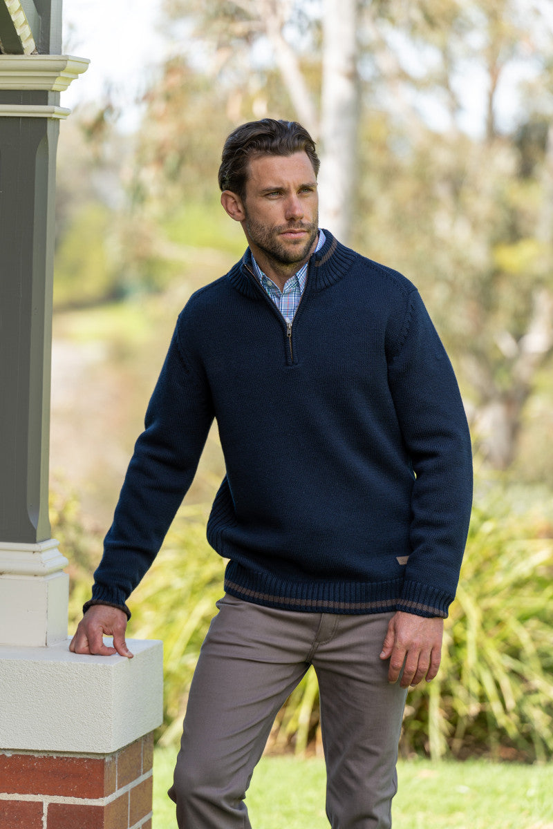 Nick 1/4 ZIP NECK JUMPER - NAVY