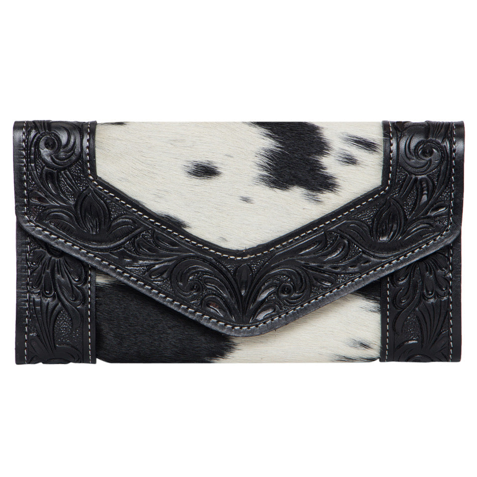 Tooled Leather & Cowhide Wallet