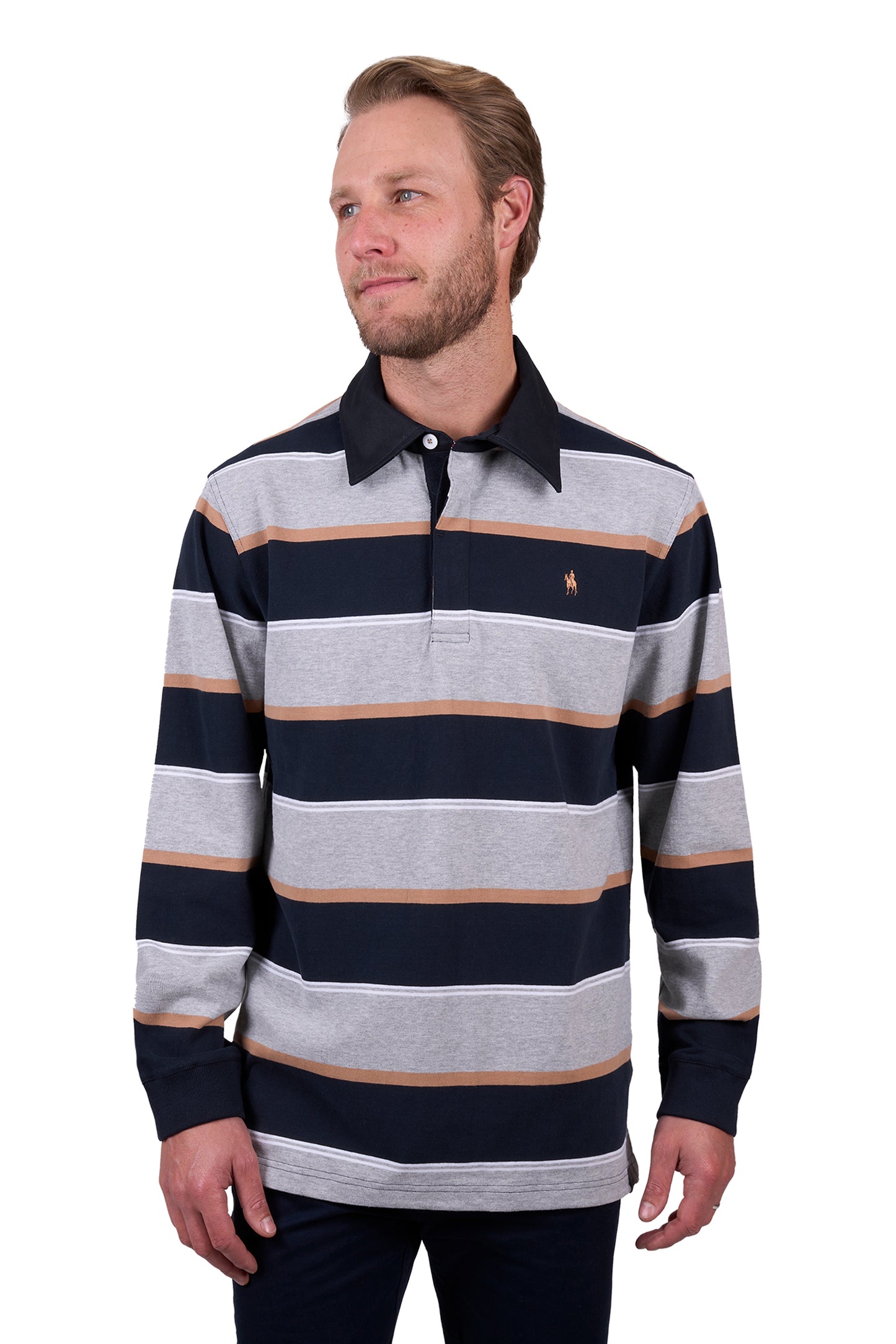 Mens 'Ollie' Grey Striped Rugby