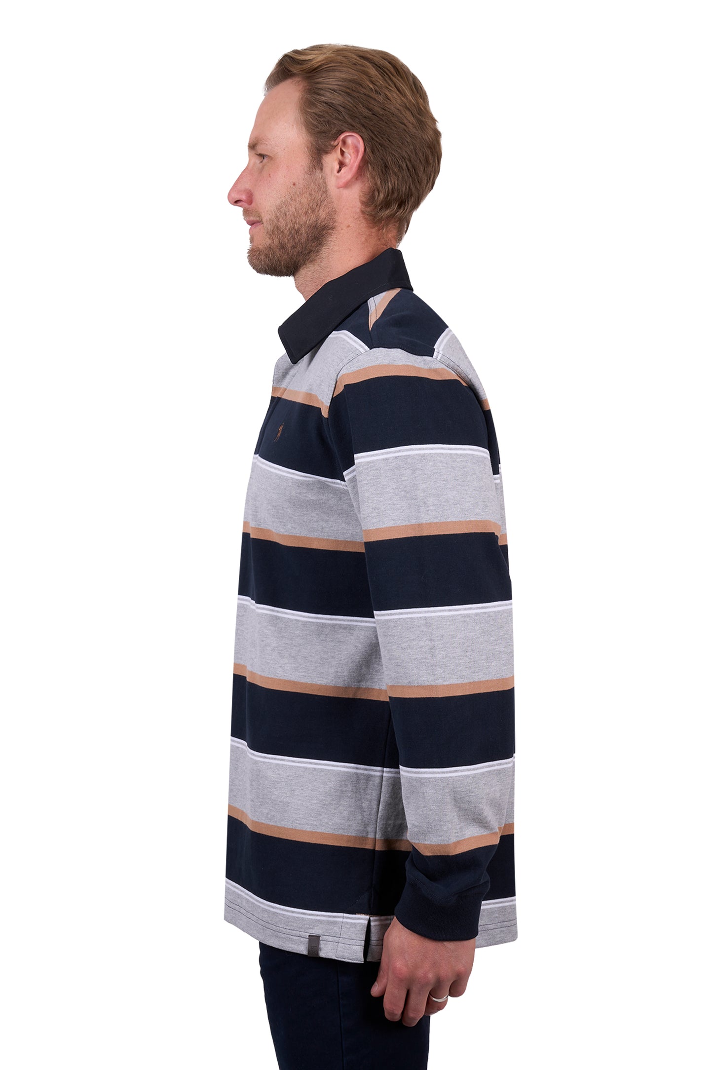 Mens 'Ollie' Grey Striped Rugby