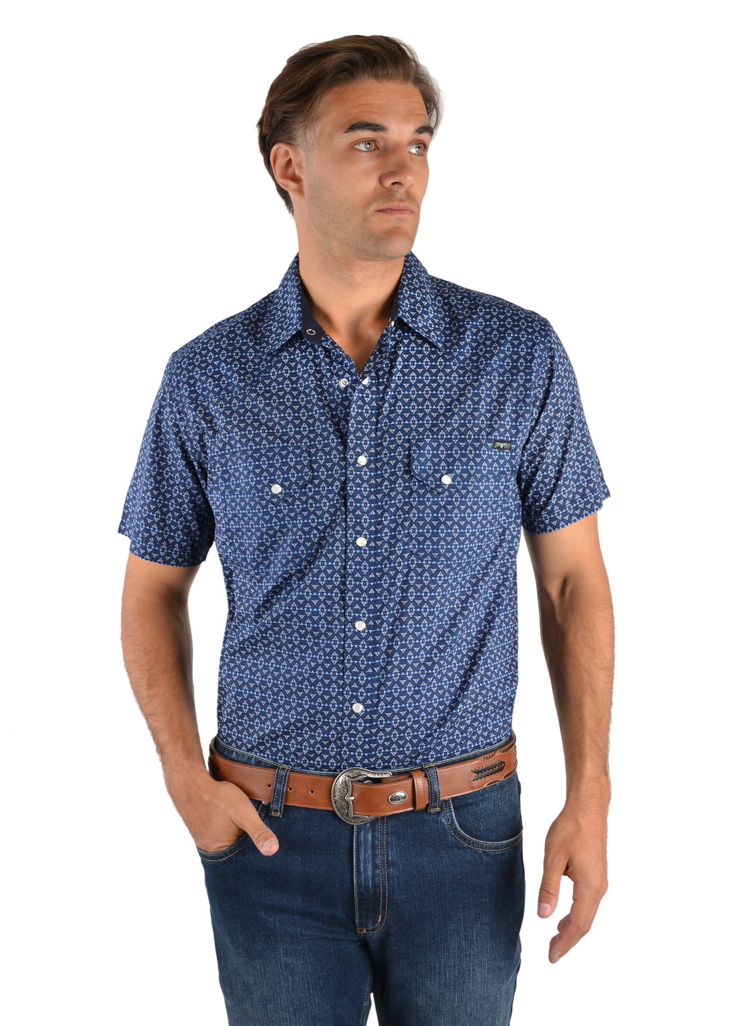 MENS KANE PRINT WESTERN S/S SHIRT