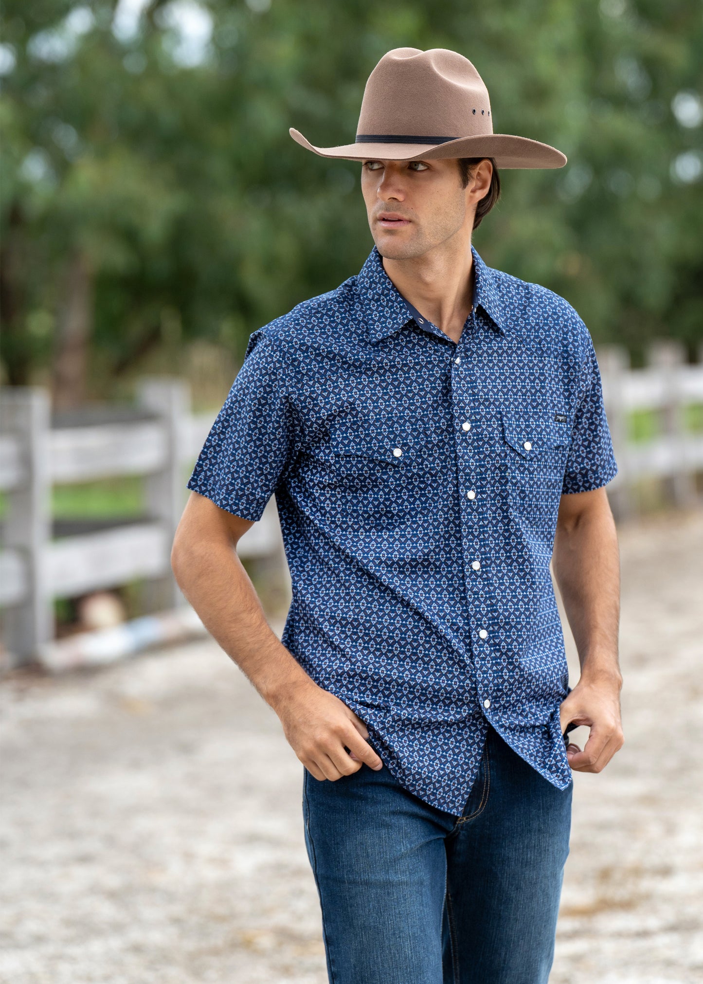 MENS KANE PRINT WESTERN S/S SHIRT