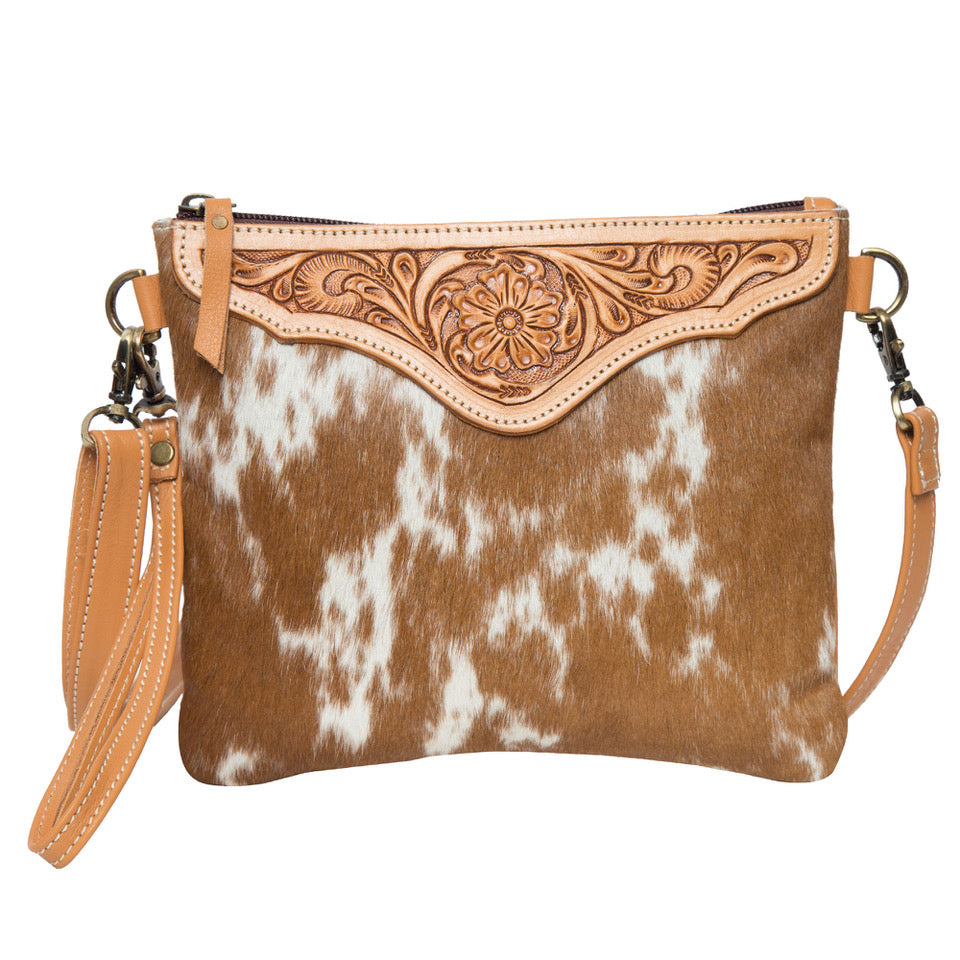 Tooled Leather Cow Hide Bag